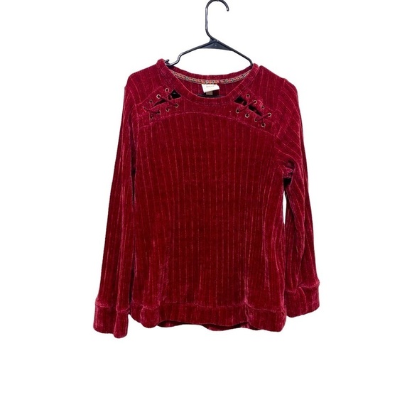 Knox Rose burgundy red long sleeve sweater comfy cozy fall winter vibrant medium - Picture 1 of 10